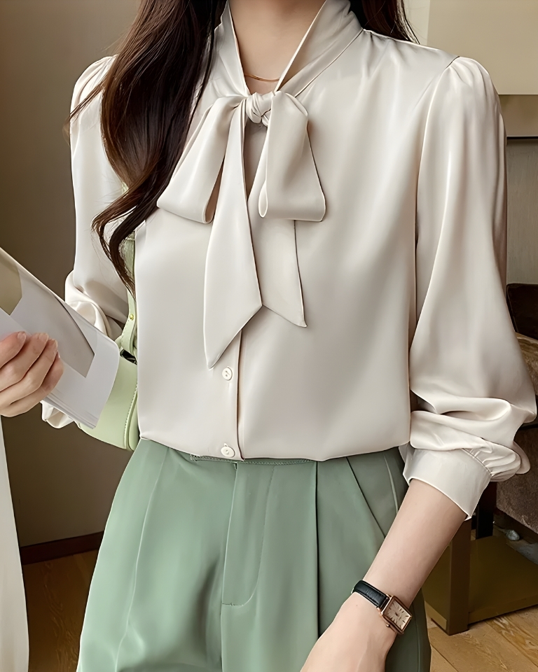 Chemise élégante en mousseline style coréen automne