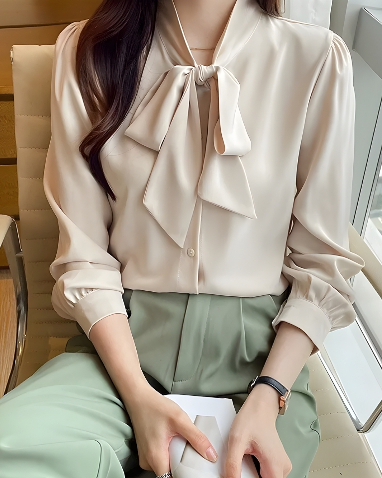 Chemise élégante en mousseline style coréen automne