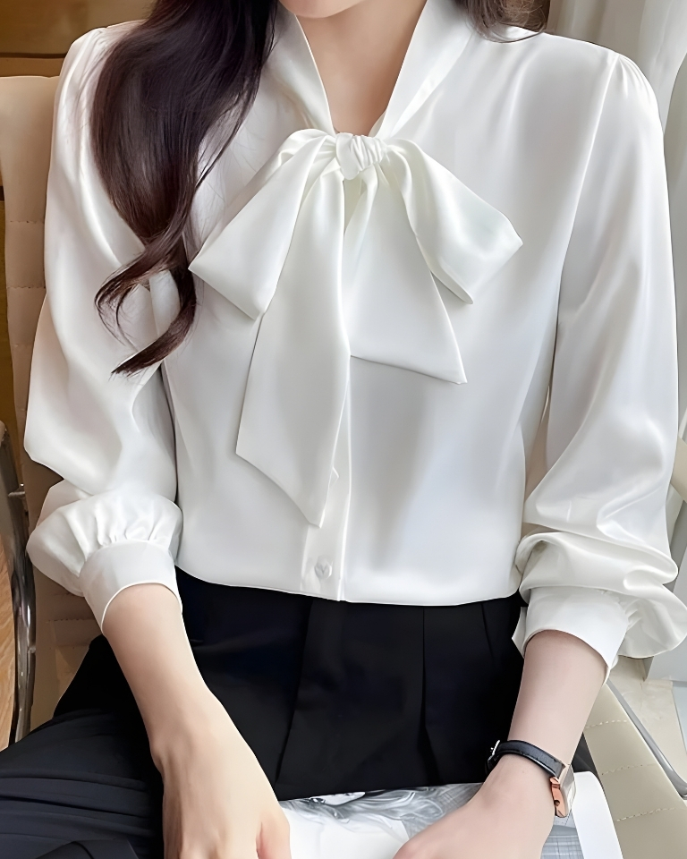 Chemise élégante en mousseline style coréen automne