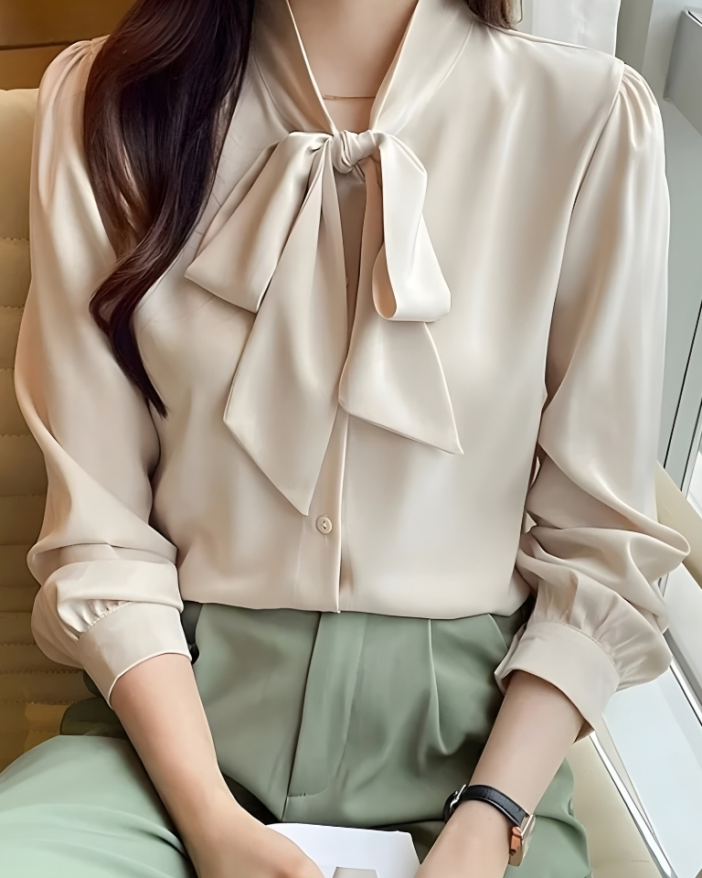 Chemise élégante en mousseline style coréen automne