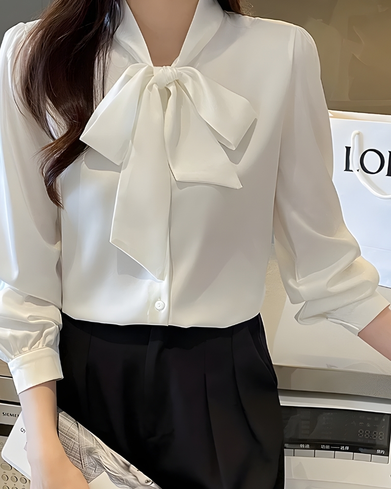 Chemise élégante en mousseline style coréen automne