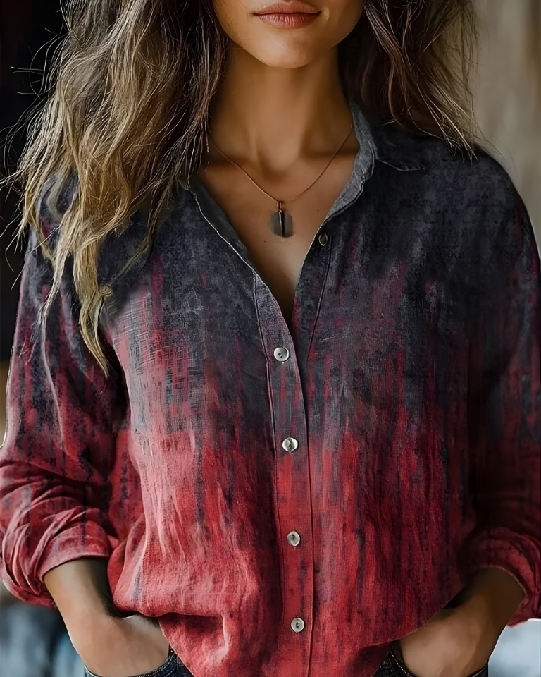 Chemise décontractée femme en coton lin vintage élégante