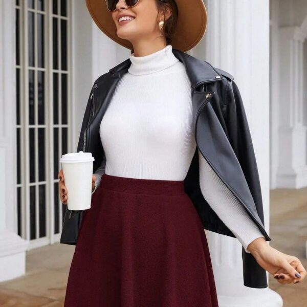 Jupe courte tricotée taille haute style décontracté