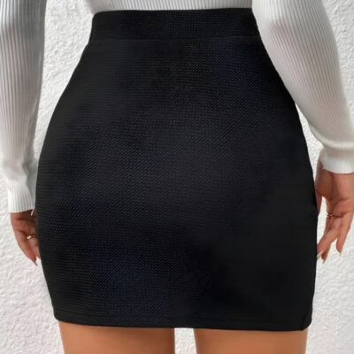 Mini jupe noire fendue sexy taille haute streetwear