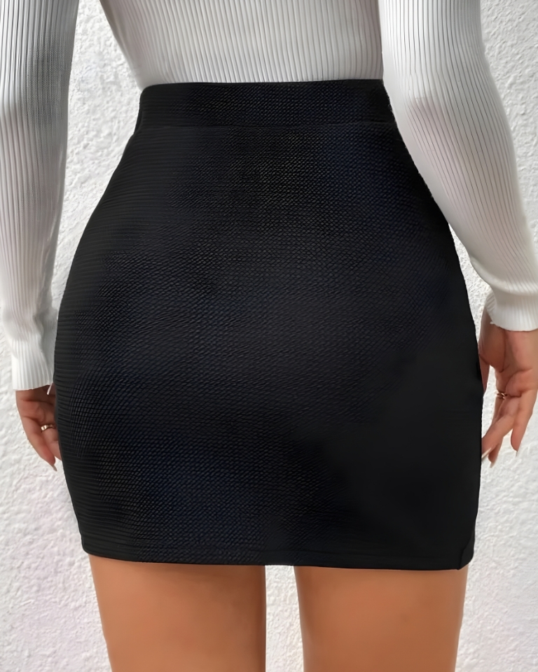 Mini jupe noire fendue sexy taille haute streetwear