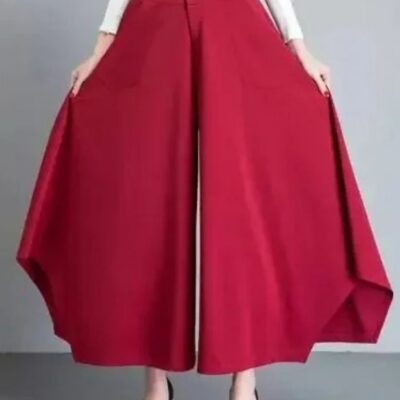 Pantalon drapé taille haute coupe ample coréen