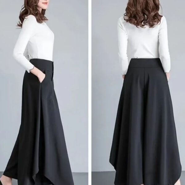 Pantalon drapé taille haute coupe ample coréen