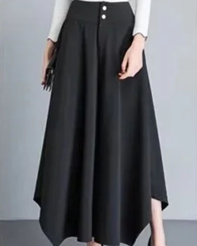 Pantalon drapé taille haute coupe ample coréen