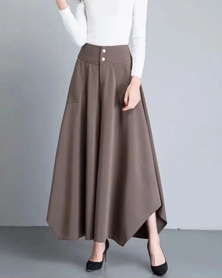 Pantalon drapé taille haute coupe ample coréen