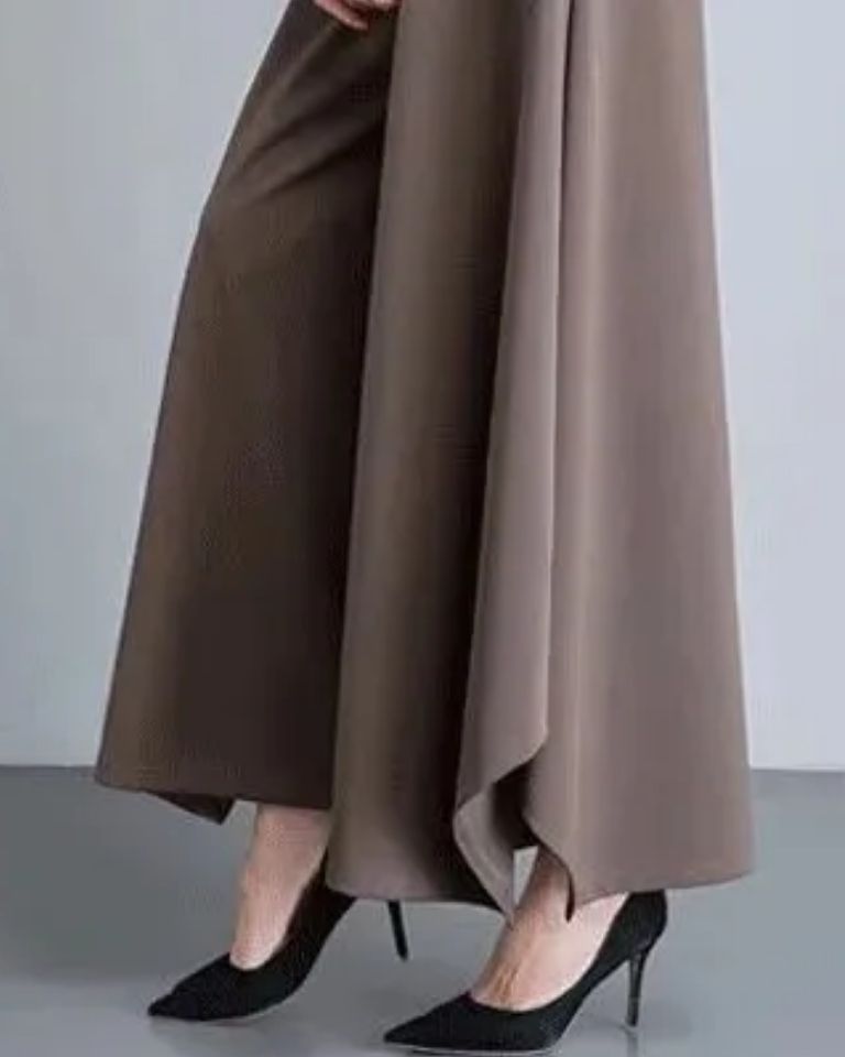 Pantalon drapé taille haute coupe ample coréen