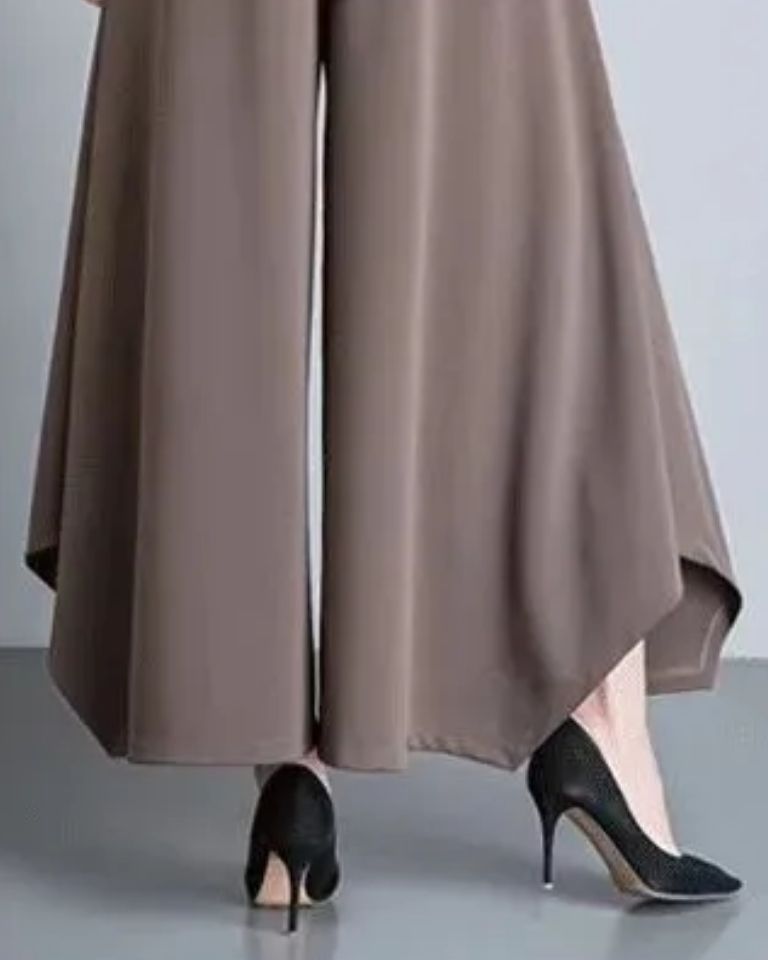 Pantalon drapé taille haute coupe ample coréen