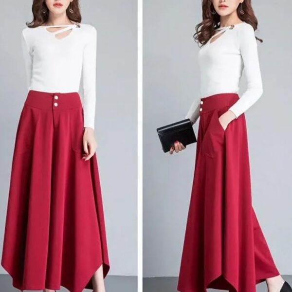 Pantalon drapé taille haute coupe ample coréen