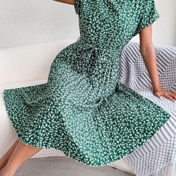 Robe imprimé floral taille haute manches ballon été