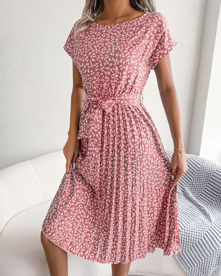 Robe imprimé floral taille haute manches ballon été