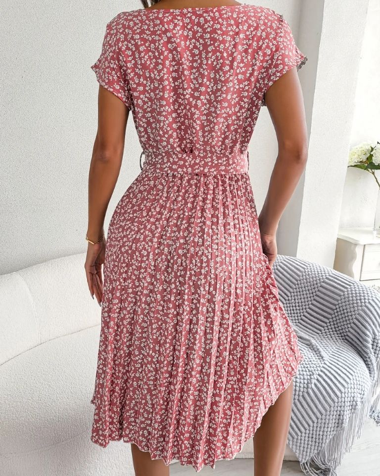 Robe imprimé floral taille haute manches ballon été