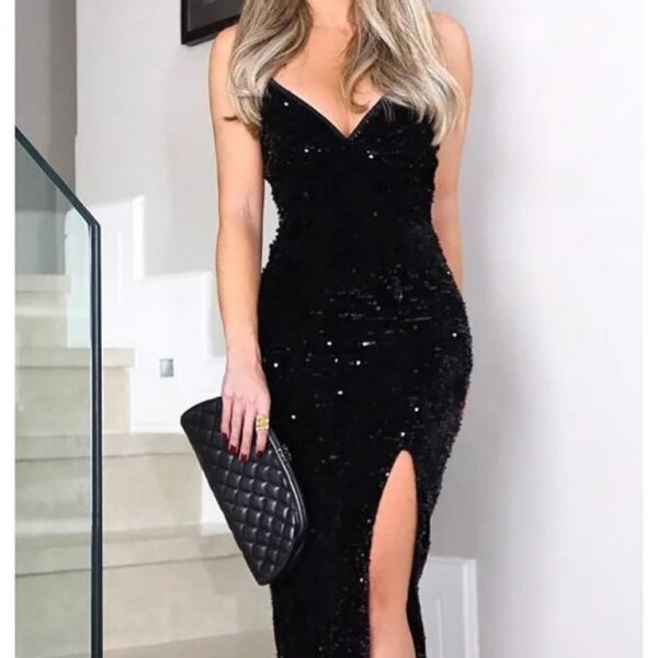 Robe longue élégante soirée dos nué satin